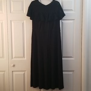 Black sleeveless wide leg calf  length jumpsuit